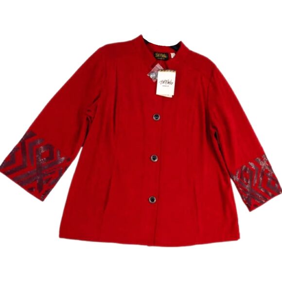 Bob Mackie NWT Scarlet Red Wearable Art Sequin Evening Jacket, Size L (12-14) - Picture 8 of 8
